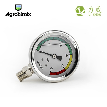 Манометр глицериновый для опрыскивателя (Licheng 25 бар, 1/4", D63 мм (YL-60))